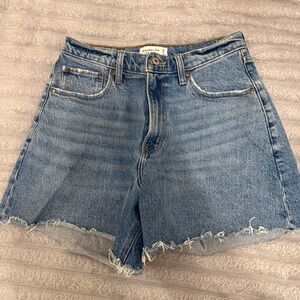 Abercrombie & Fitch Light Blue Jean Shorts 8 Curve Love High Rise Dad